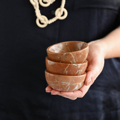 Earth Red Marble Round Bowl - 9cm 6