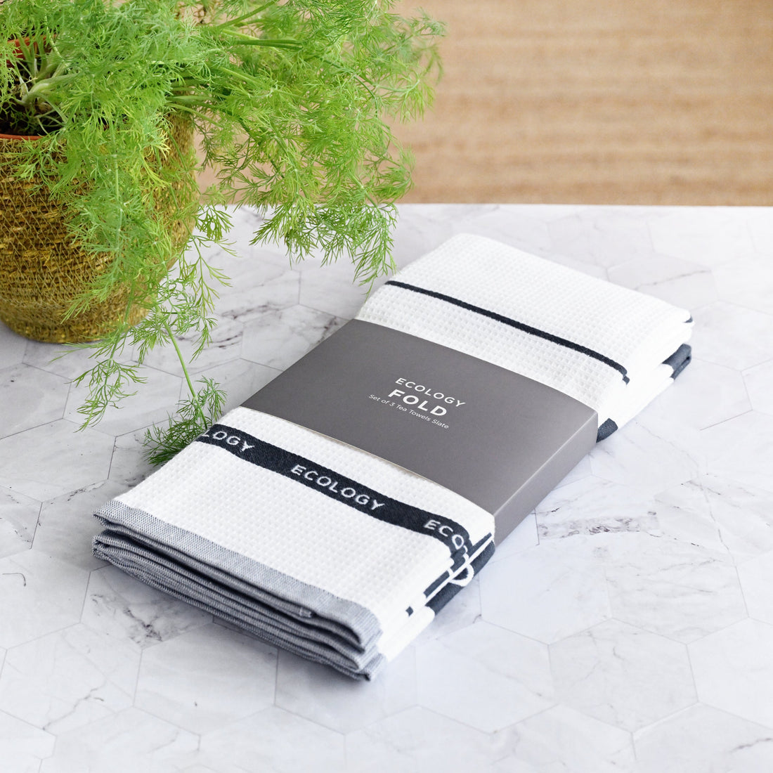 Fold Tea Towel Slate 50cm x 75cm - Set of 3