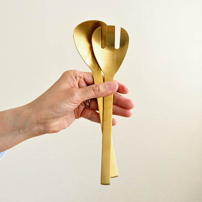 Forge Salad Server Matte Gold - Set of 2