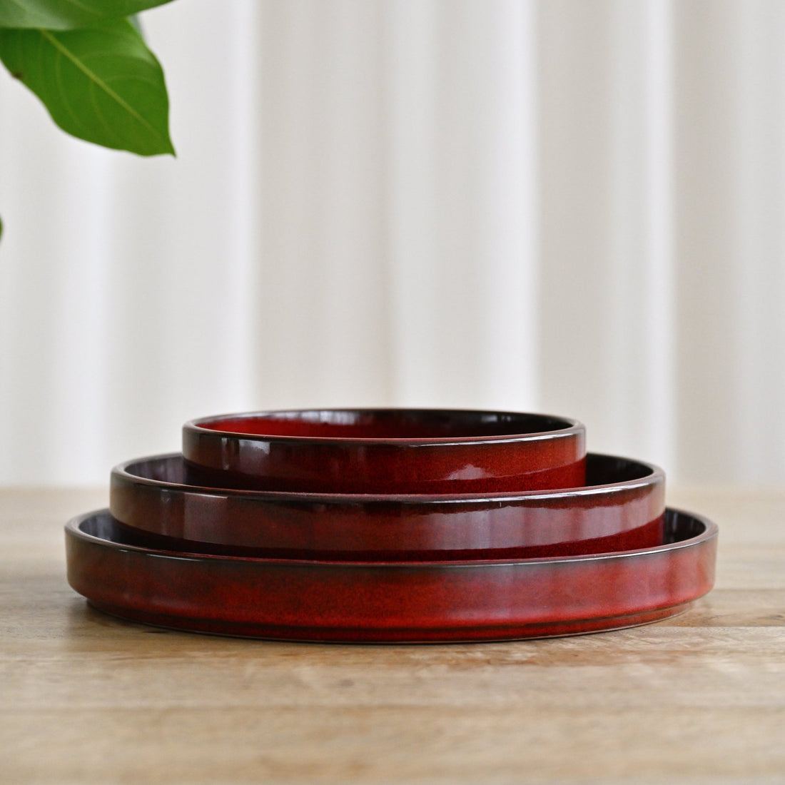 Glossy Garnet Red Straight Edge