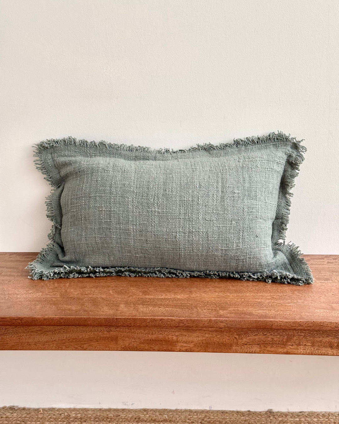 Green Olive Amara Plain Cushion Cover - 60 x 35 cm