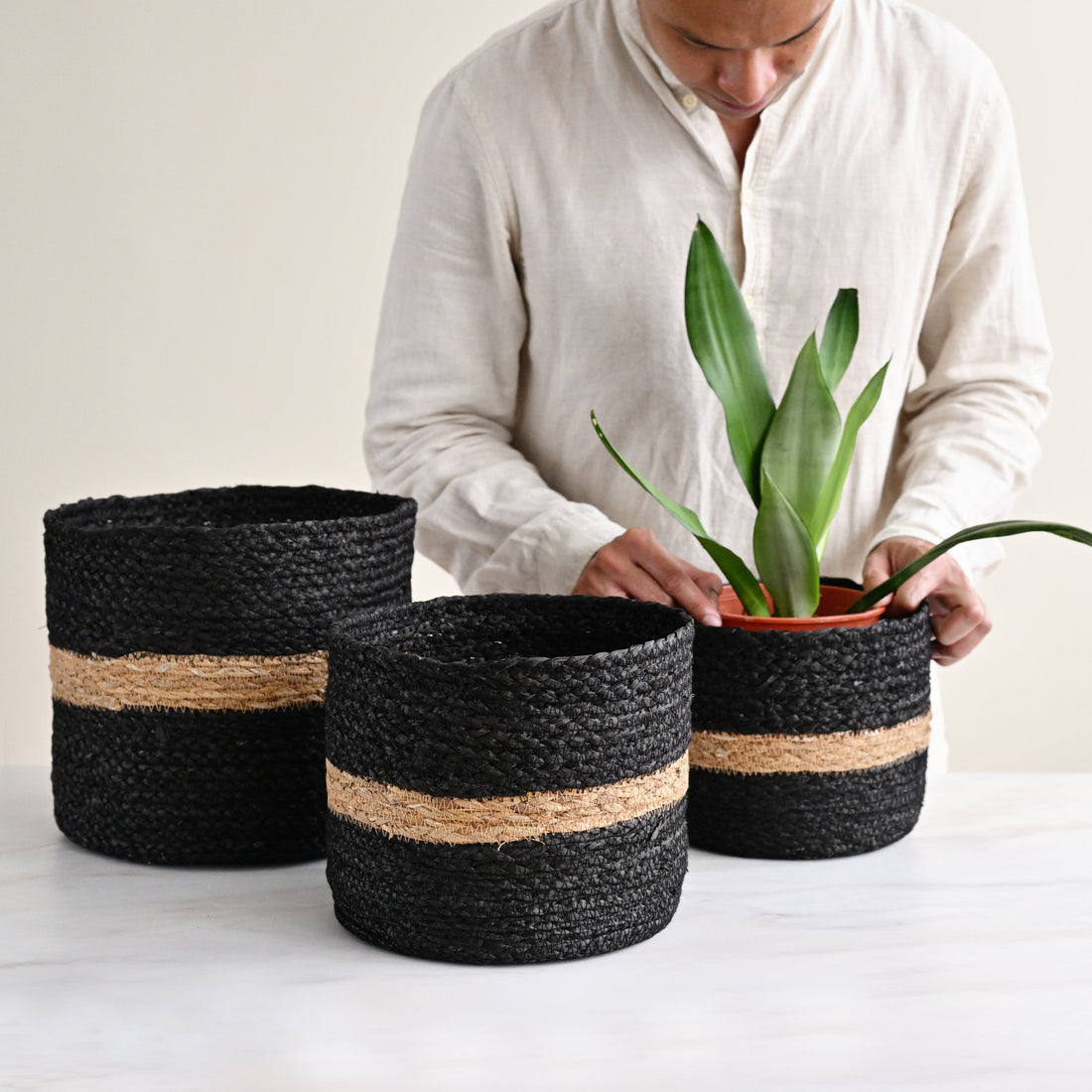 Harvest Cylinder Basket - Black