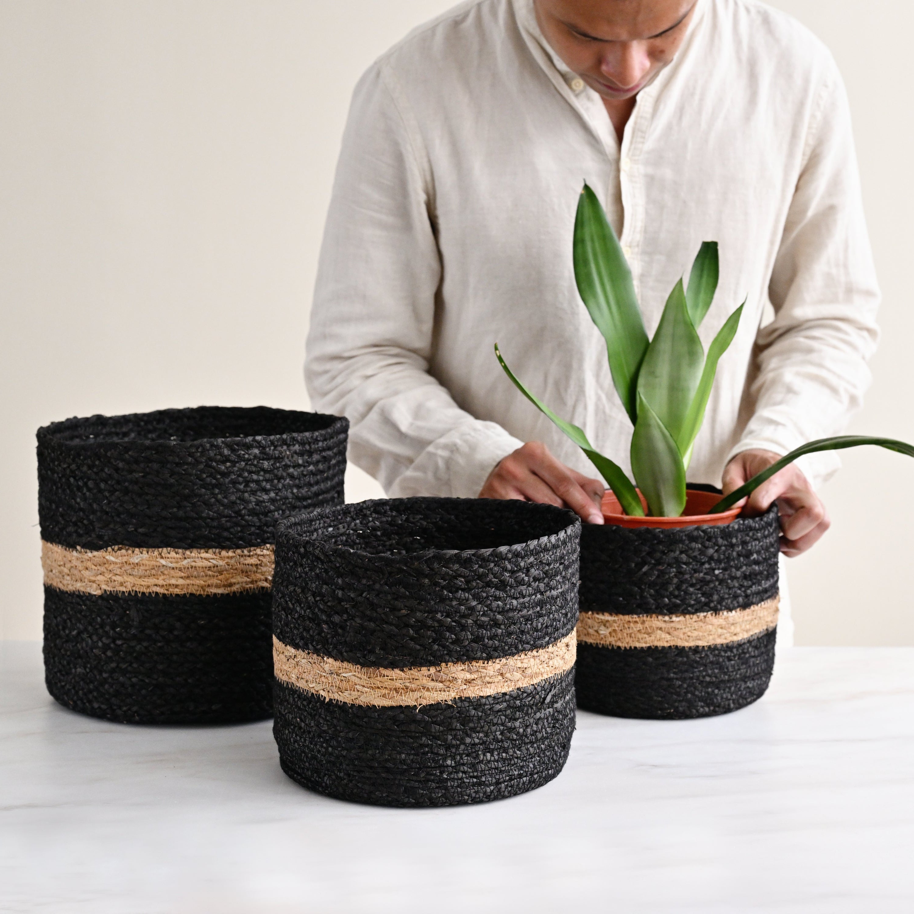 Harvest Cylinder Basket - Black