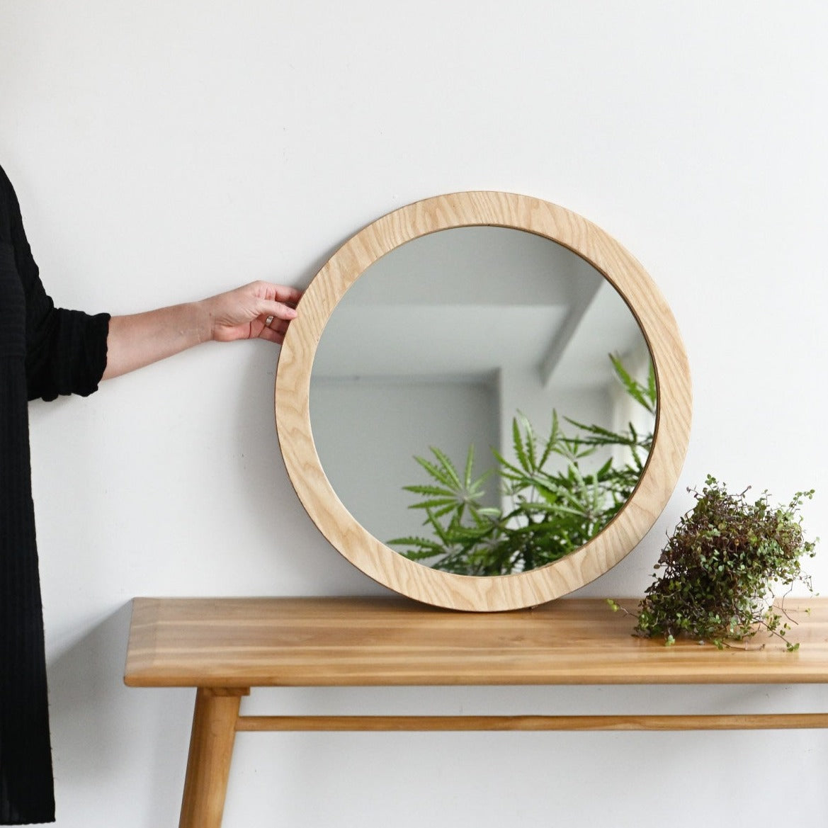 Hoi An Round Wooden Natural Mirror