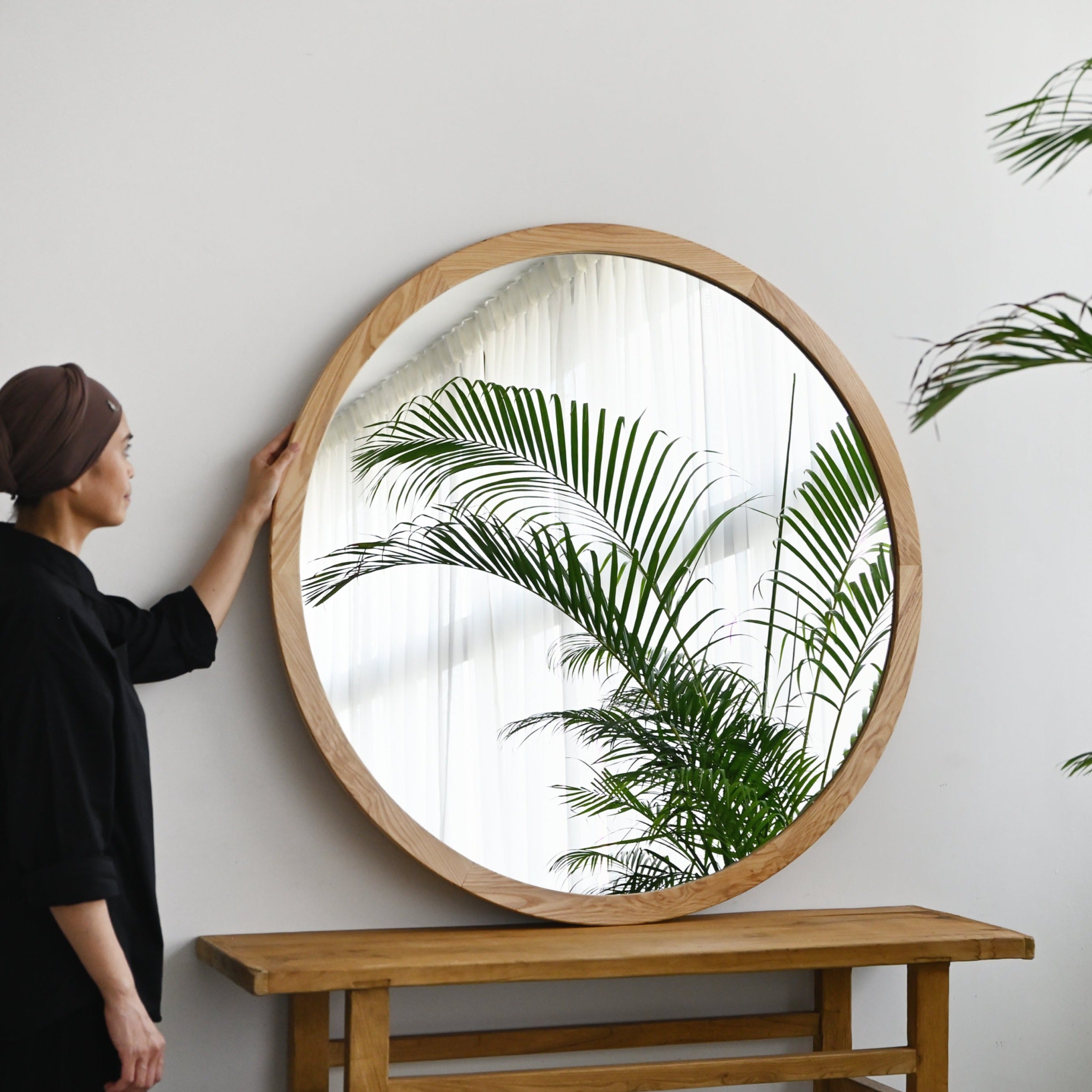 Hoi An Round Wooden Natural Mirror