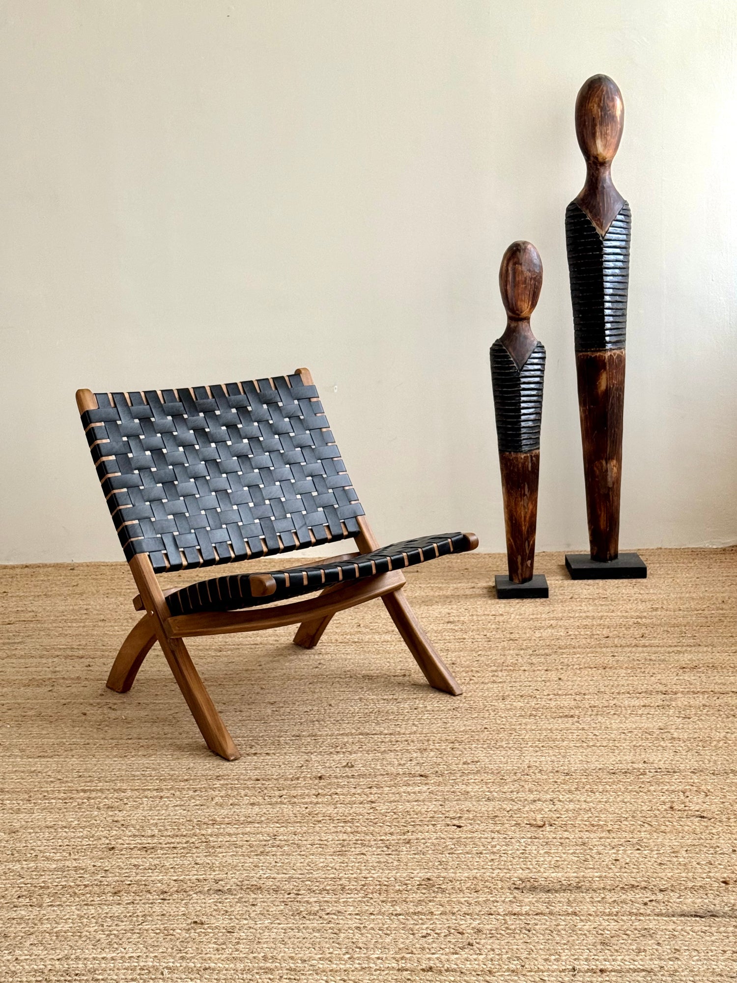Catania Leather Folding Chair - Black