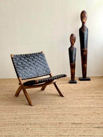 Catania Leather Folding Chair - Black
