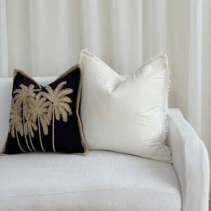 Ivory Freya Linen Cushion Cover - 55cm x 55cm