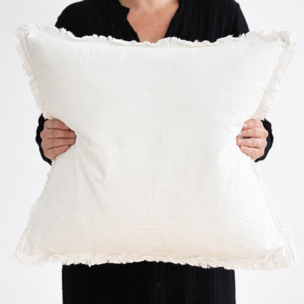 Ivory Freya Linen Cushion Cover - 55cm x 55cm