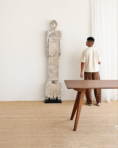 KR Curated Tall Tribal Standing Statue with Stand