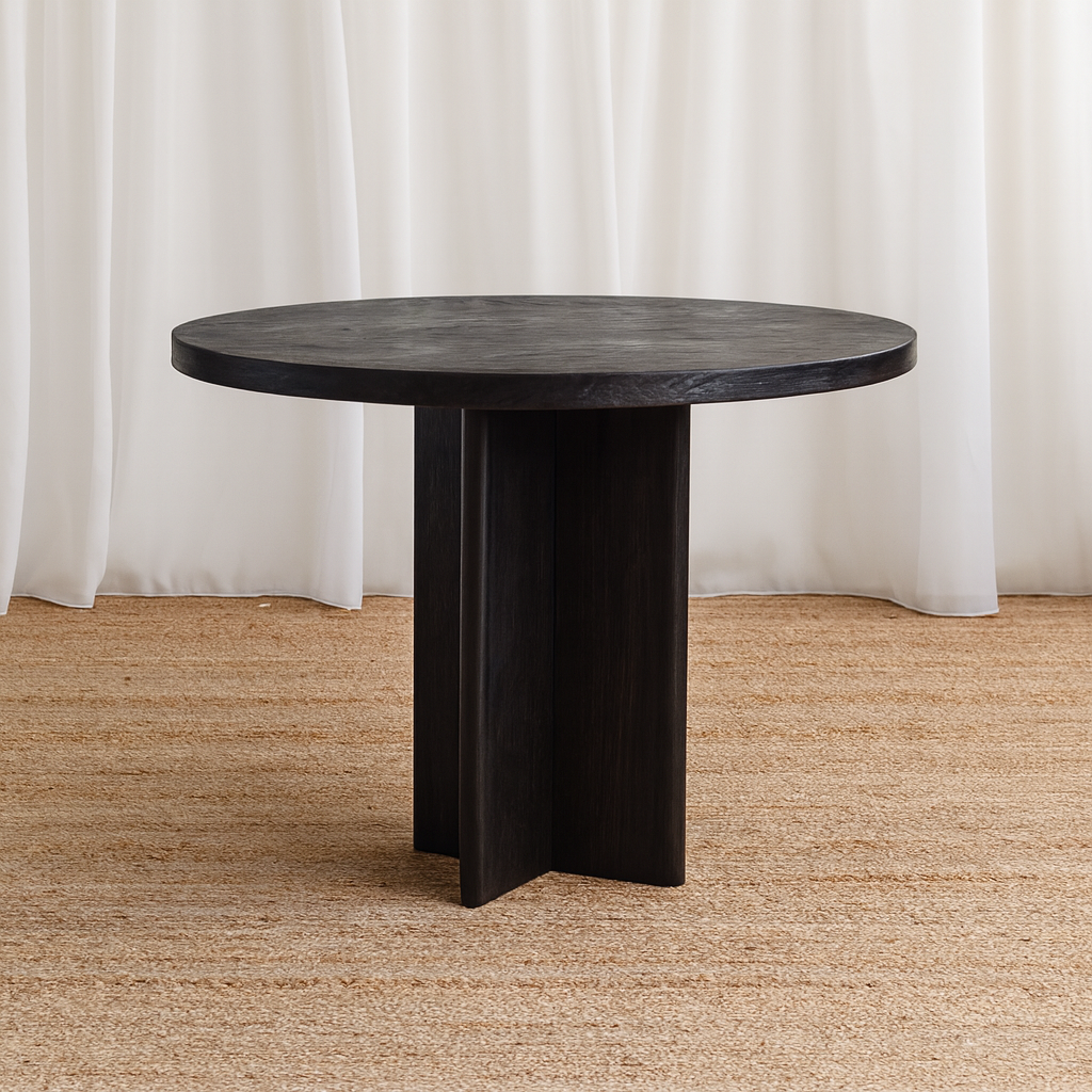 Karo Round Dining Table - Rustic Black