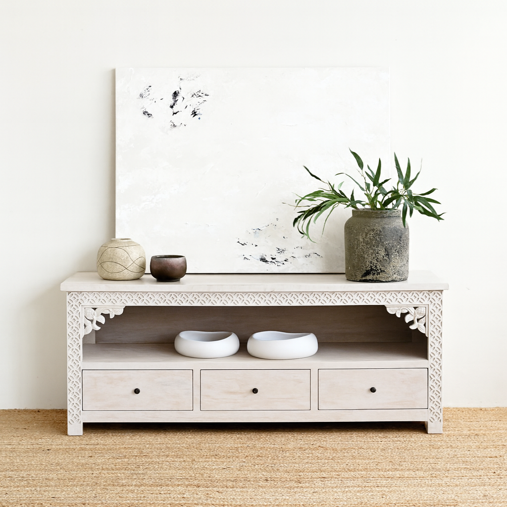 Ketok TV Cabinet - White Wash