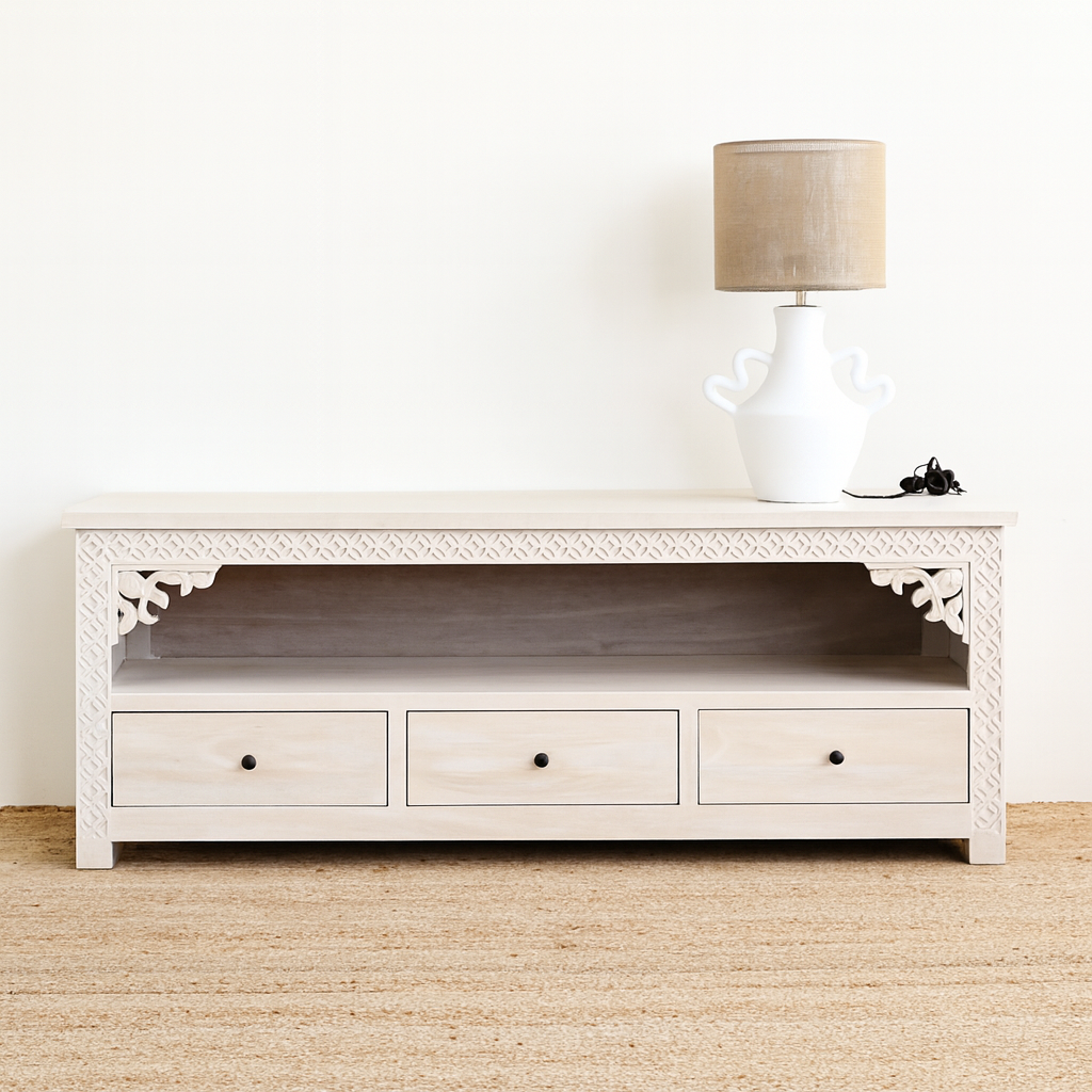 Ketok TV Cabinet - White Wash