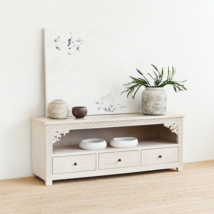 Ketok TV Cabinet - White Wash