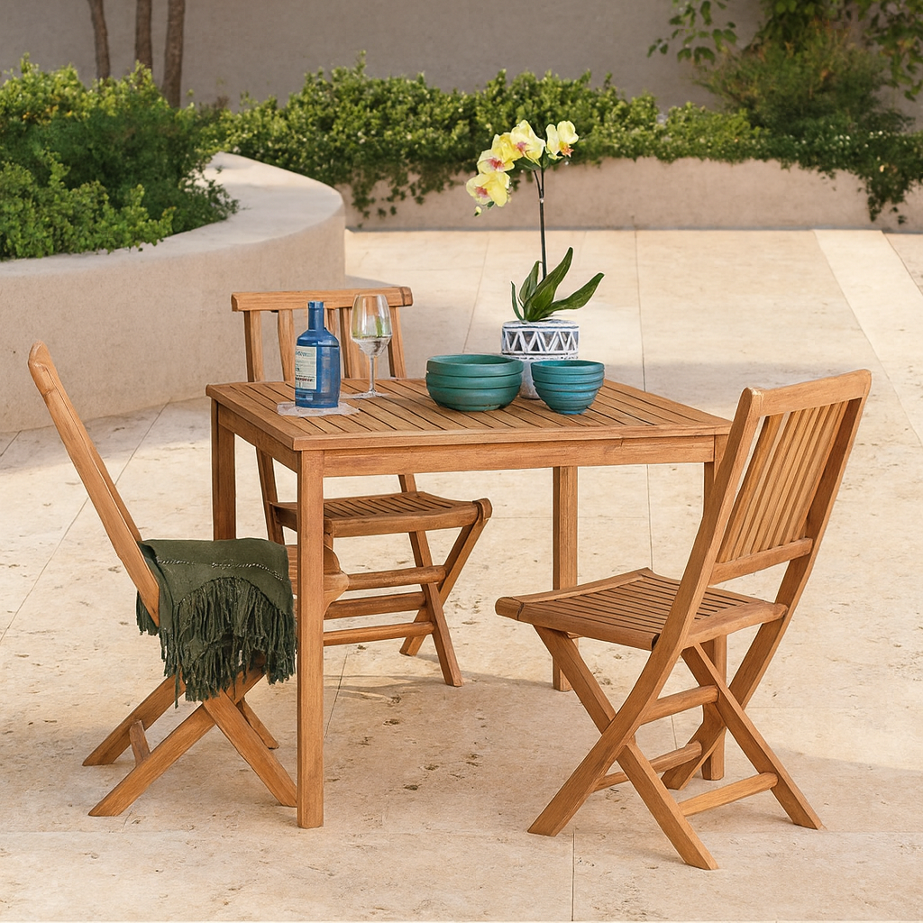 square outdoor teak dining table