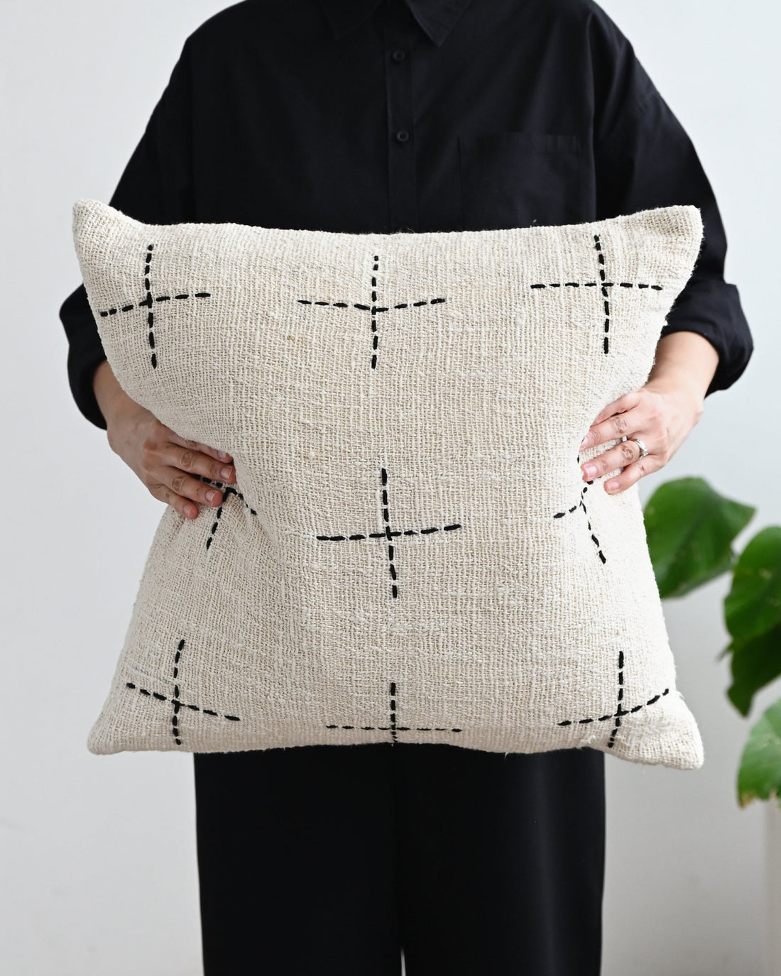 Lalabella Cushion Cover with Stitched Cross - 55cm x 55cm