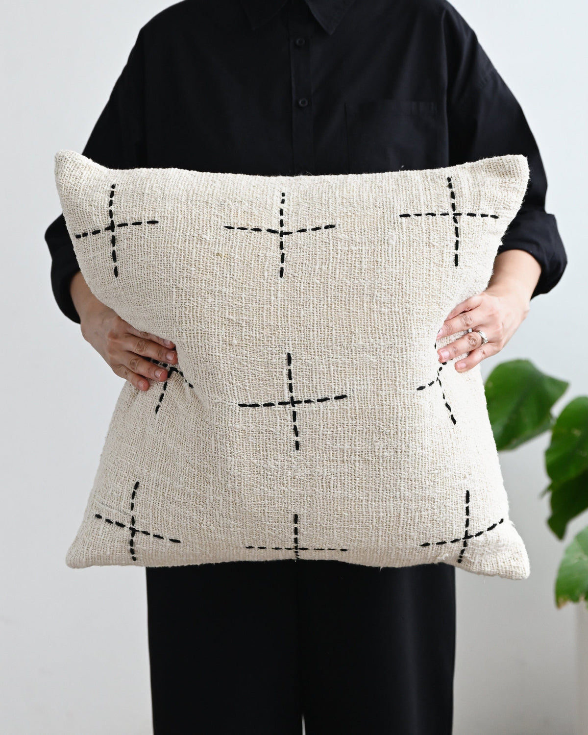 Lalabella Cushion Cover with Stitched Cross - 55cm x 55cm