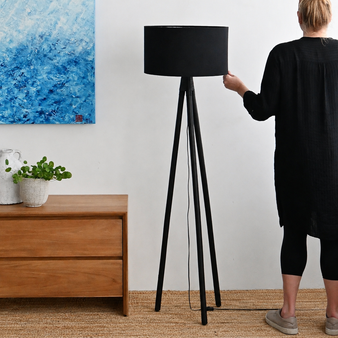 Lime Standing Lamp - Black