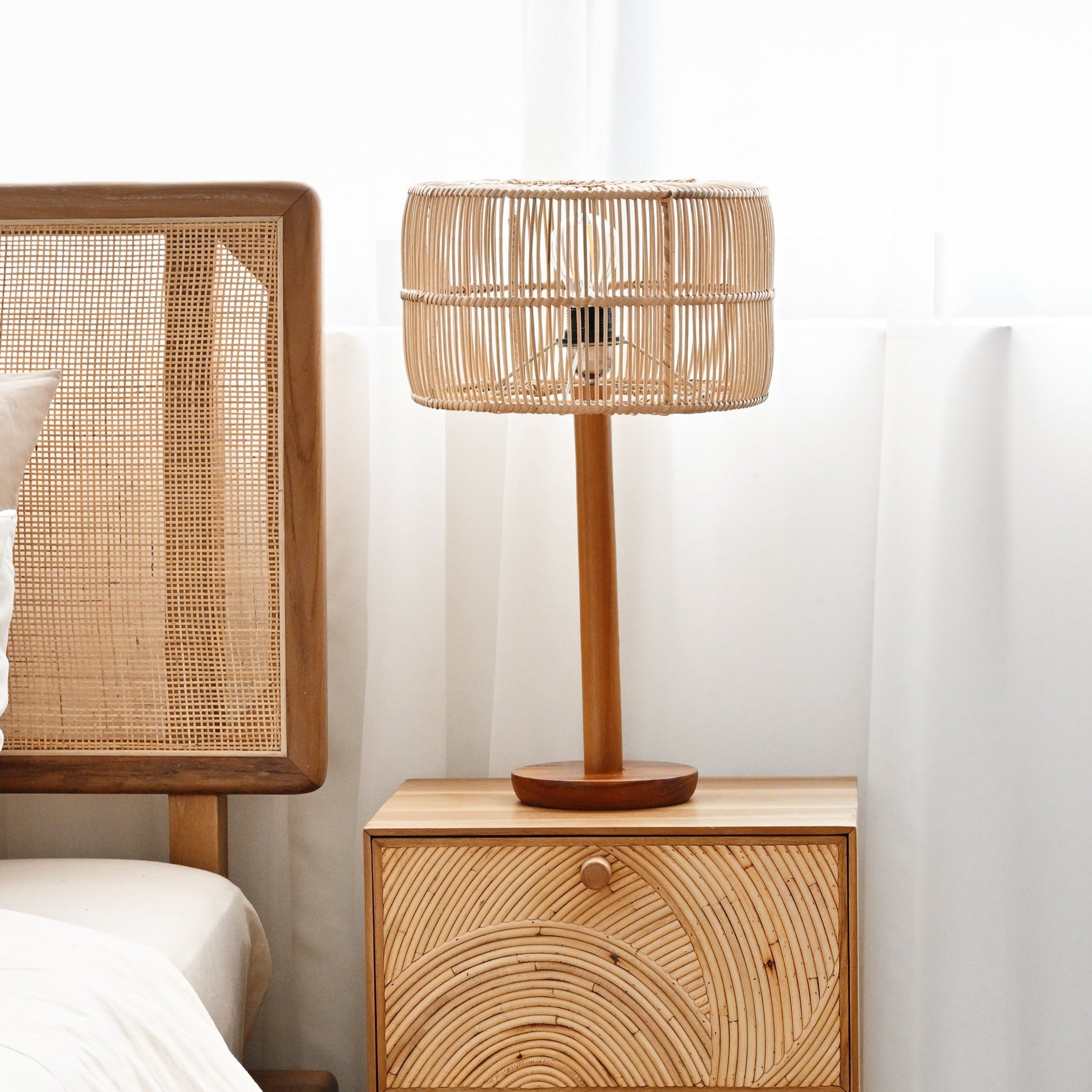 Rattan Shade (Teak Table Lamp)