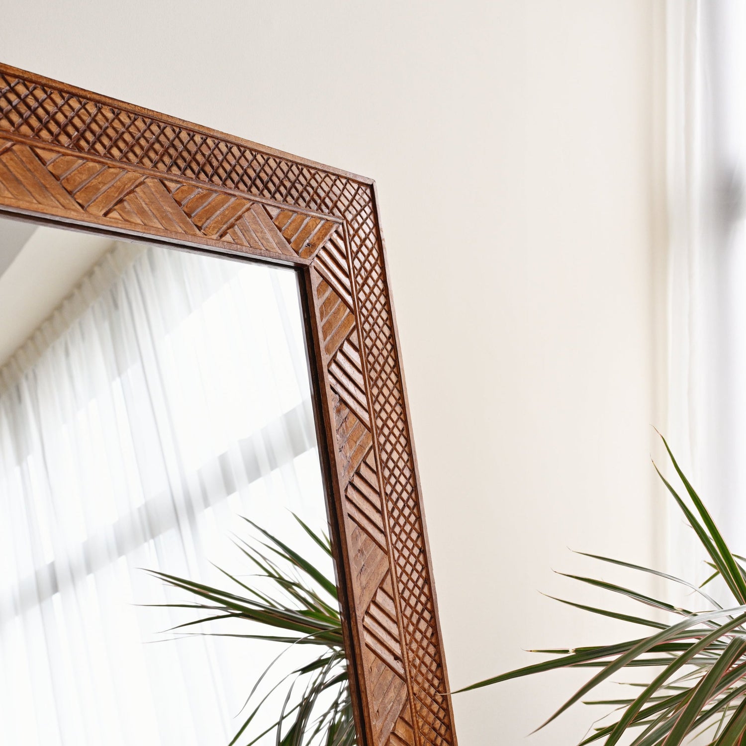 Manado Brown Washed Carved Mirror - 80cm x 180cm 1