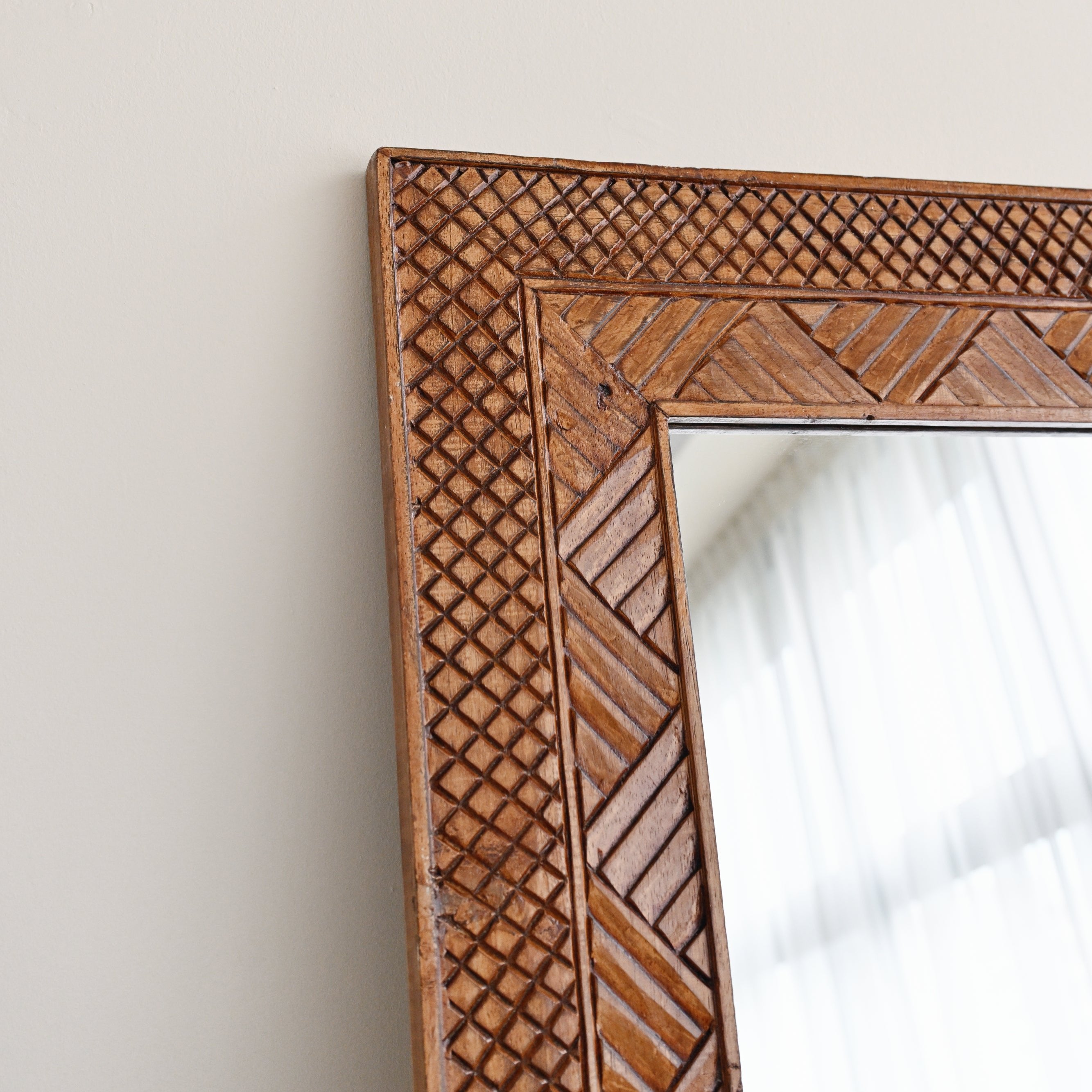 Manado Brown Washed Carved Mirror - 80cm x 180cm 4