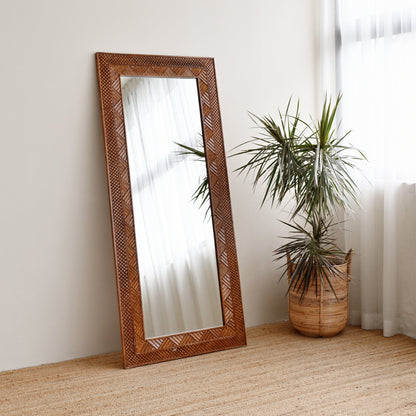 Manado Brown Washed Carved Mirror - 80cm x 180cm 7 