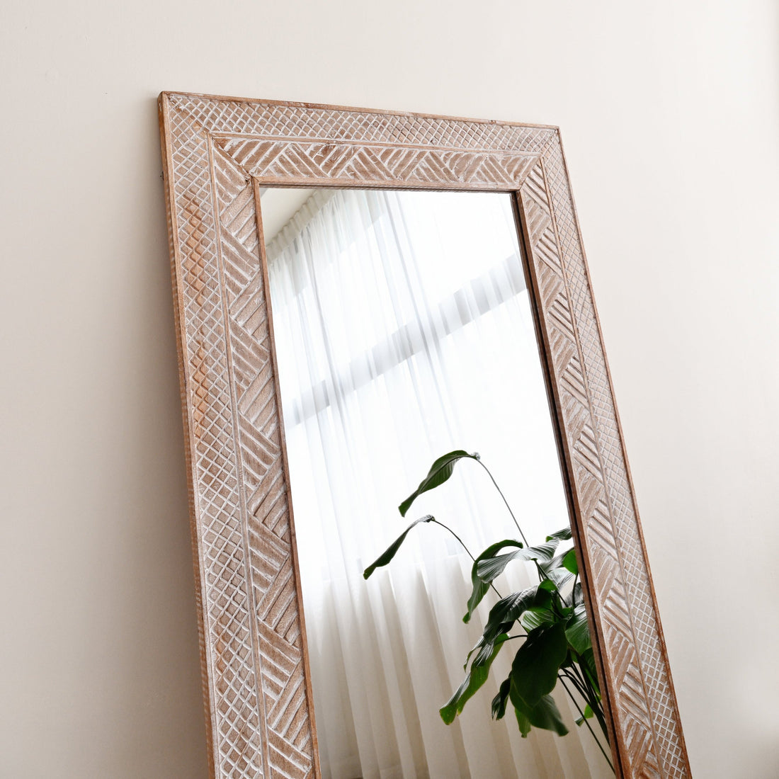 Manado White Carved Mirror - 80cm x 180cm 1