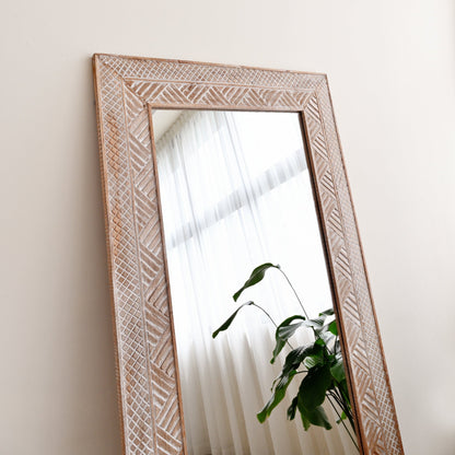 Manado White Carved Mirror - 80cm x 180cm 1