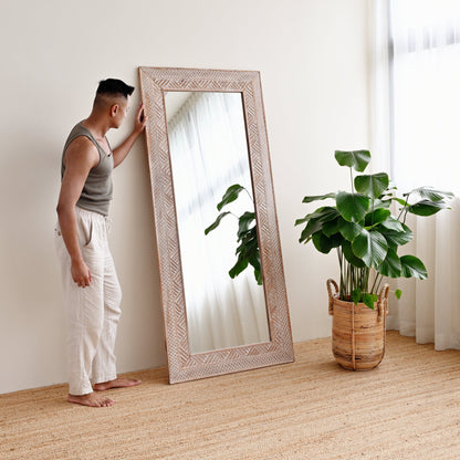 Manado White Carved Mirror - 80cm x 180cm 4