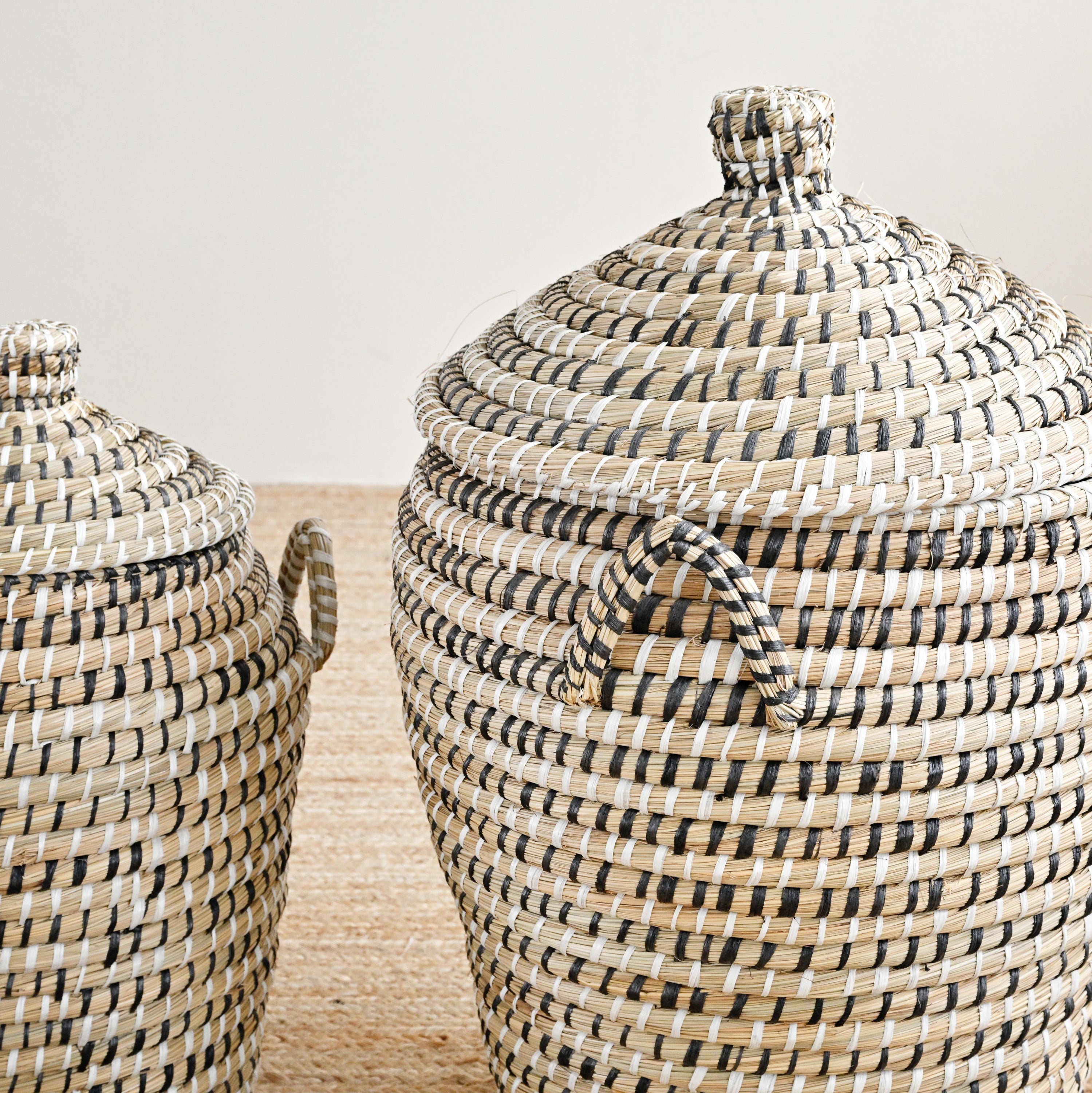 Motka Striped Basket - Black Natural 2