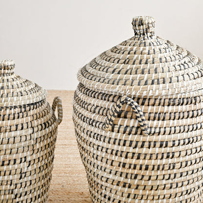 Motka Striped Basket - Black Natural 2
