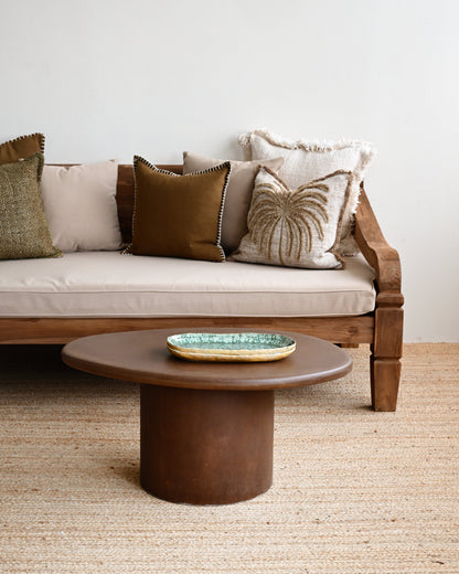 Natural Palmtree Cushion Cover with Fringe - 45 x 45 cm