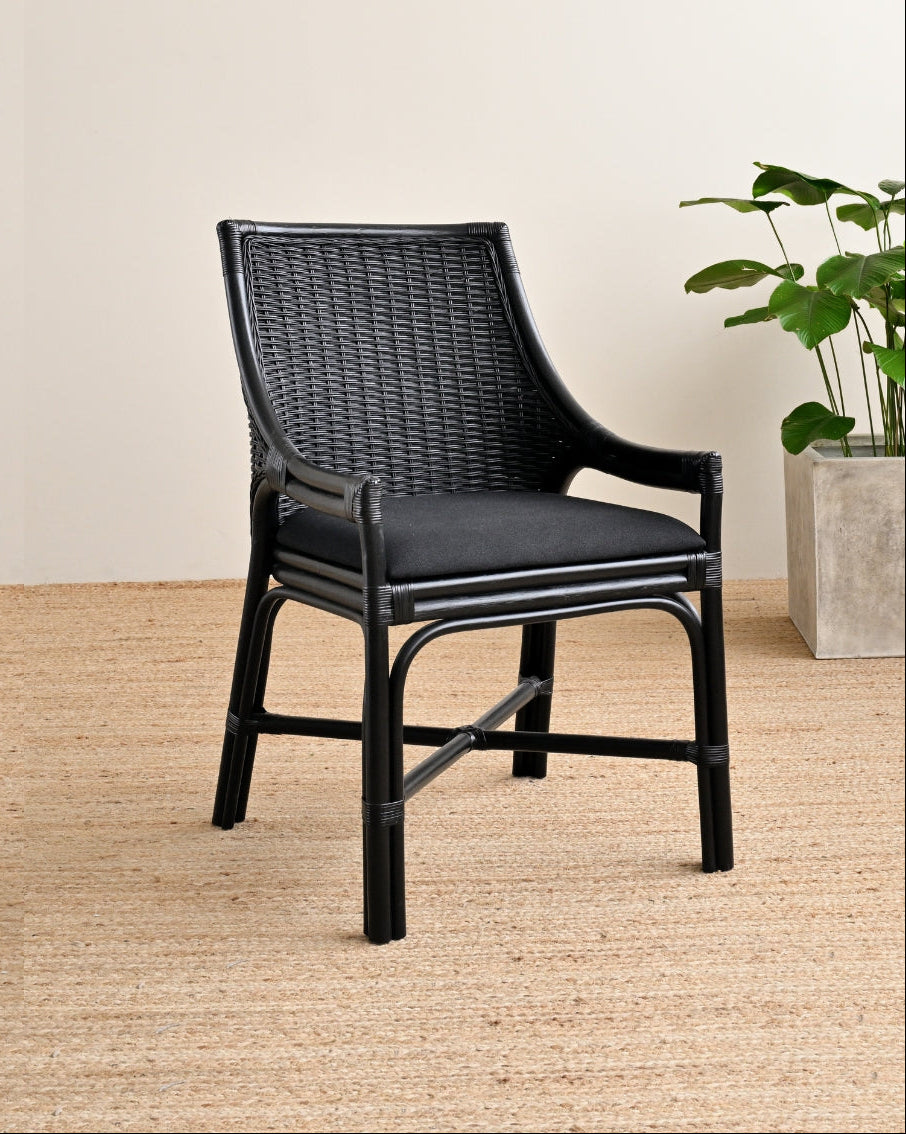 Nikaya Rattan Dining Chair - Black
