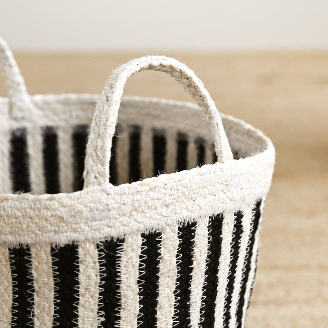 Noir Jute Striped Basket