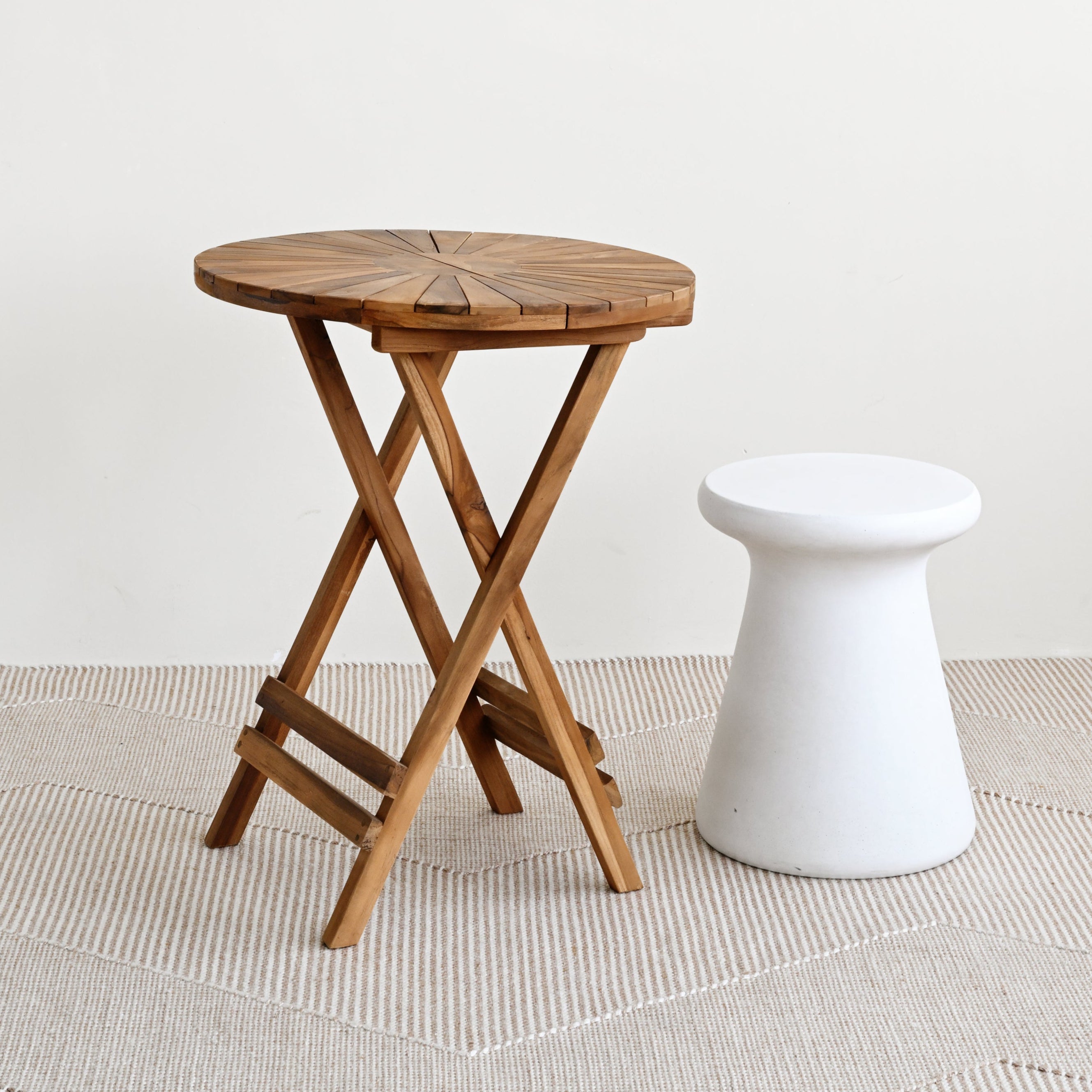 Outdoor Round Teak Folding Table – Island Living