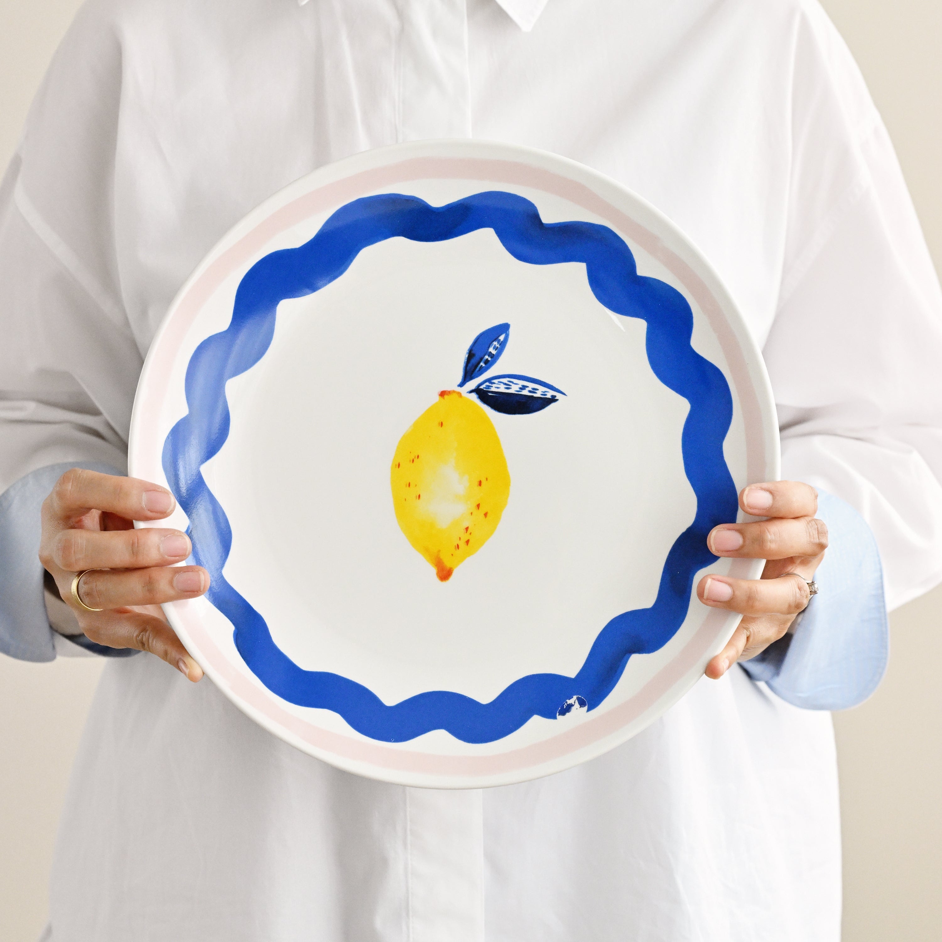 Porto Riviera Round Platter 30cm - Lemon