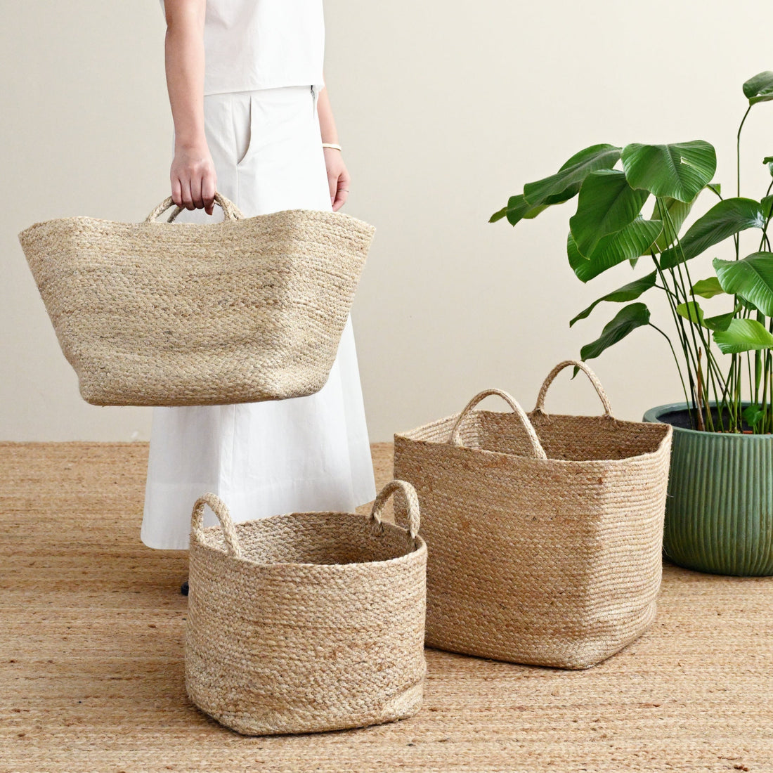 Rectangle Jute Storage Basket