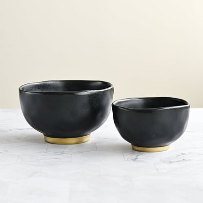 Speckle Ebony Footed Noodle Bowl - Set of 2 1