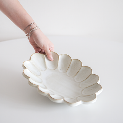 Speckled White Large Scallop Platter