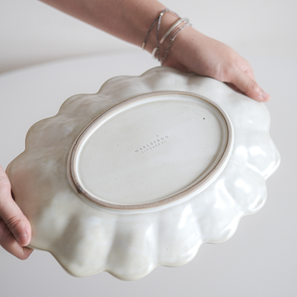 Speckled White Large Scallop Platter