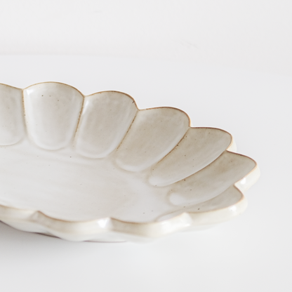 Speckled White Large Scallop Platter