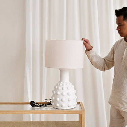 Terracotta Table Lamp with Dots