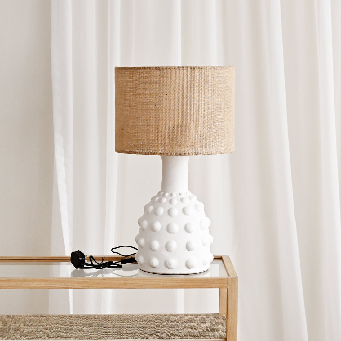 Terracotta Table Lamp with Dots 1