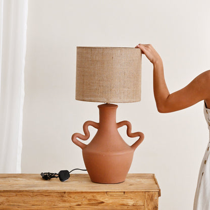 Terracotta Table Lamp with Handles 2