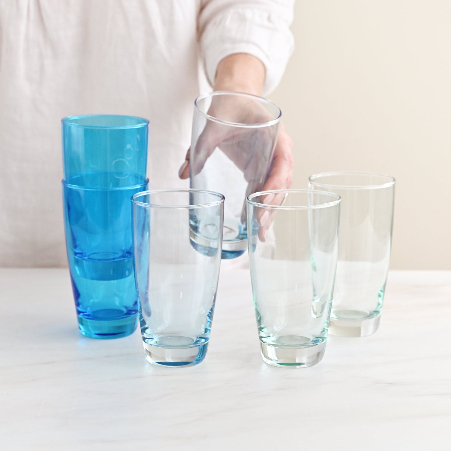 Tiara Hi Ball Blue Glasses - Set of 6