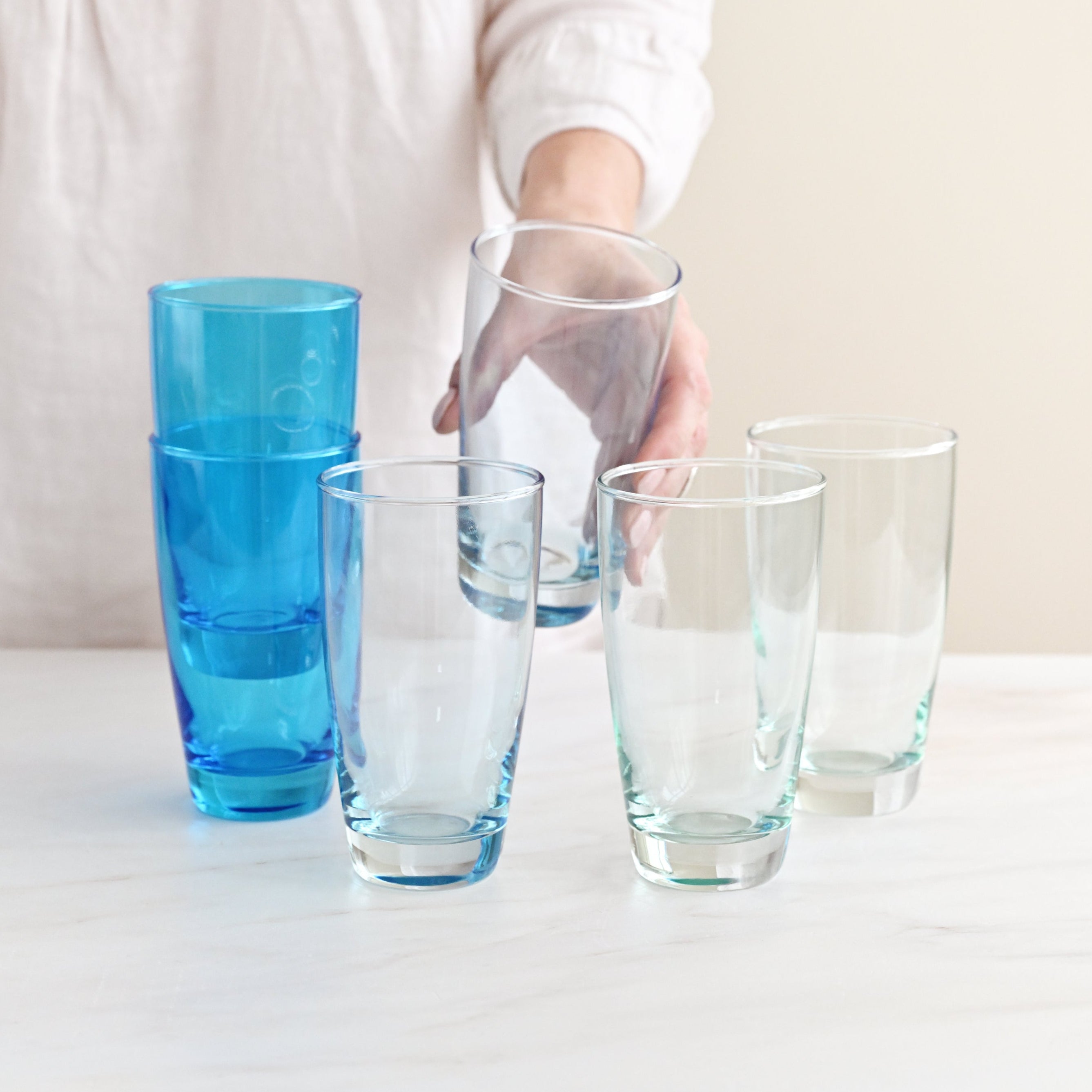 Tiara Hi Ball Blue Glasses - Set of 6