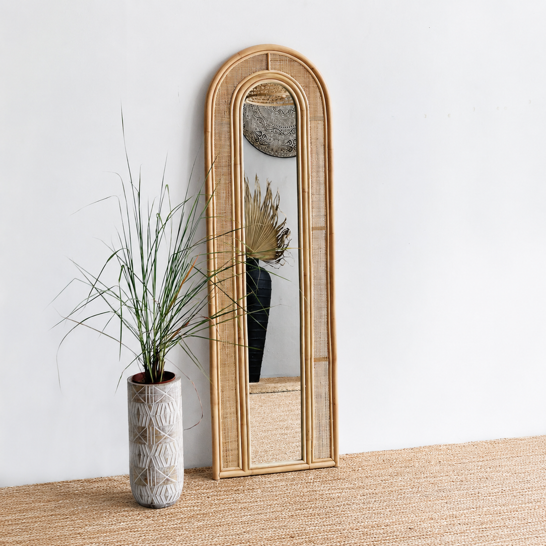 Tulum Rattan Arched Mirror - Natural
