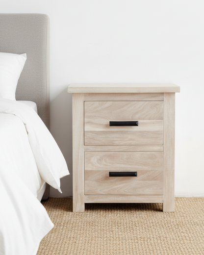 Lowanu Bedside Table - White Wash