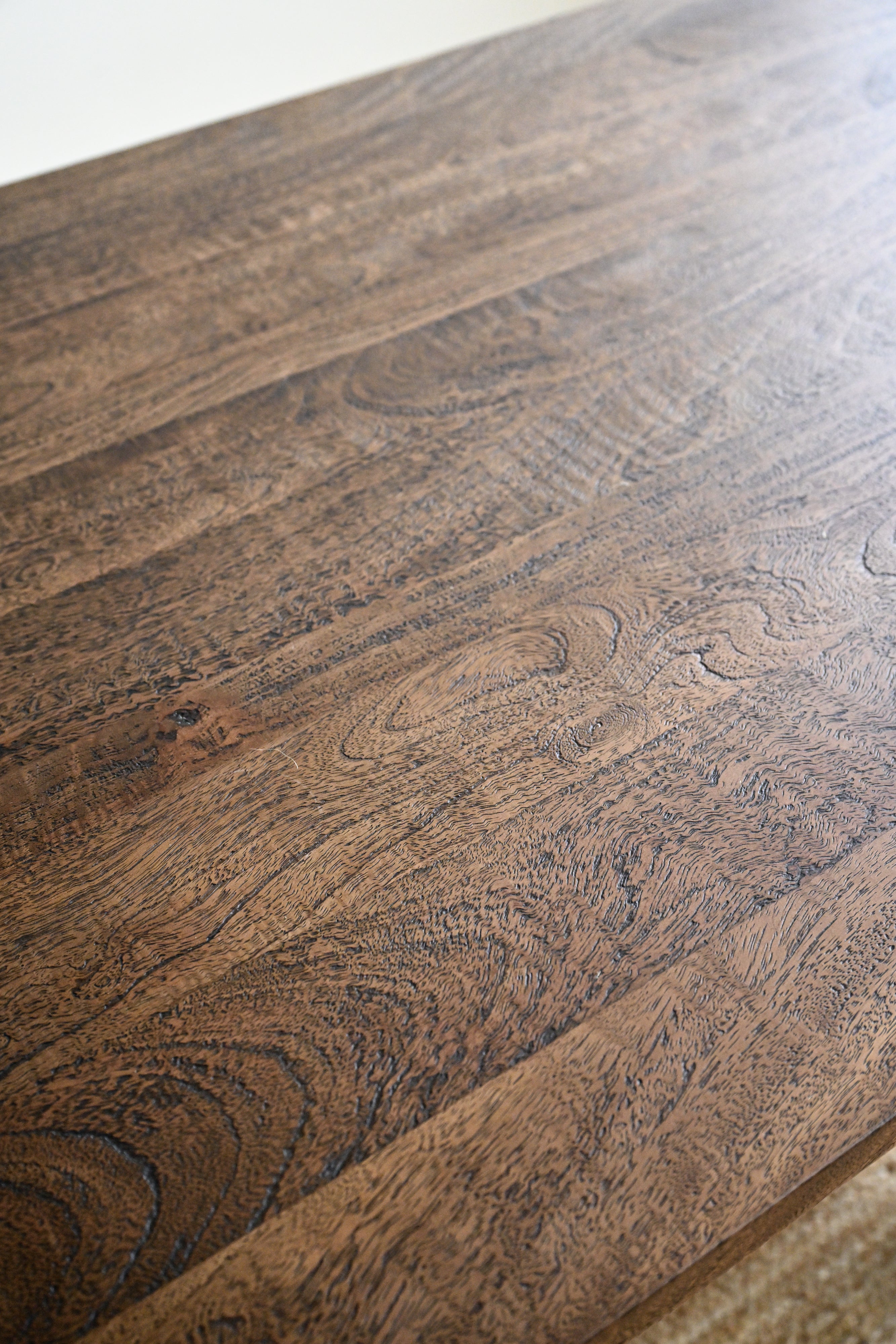 Close-up of a wooden surface with visible grain and texture