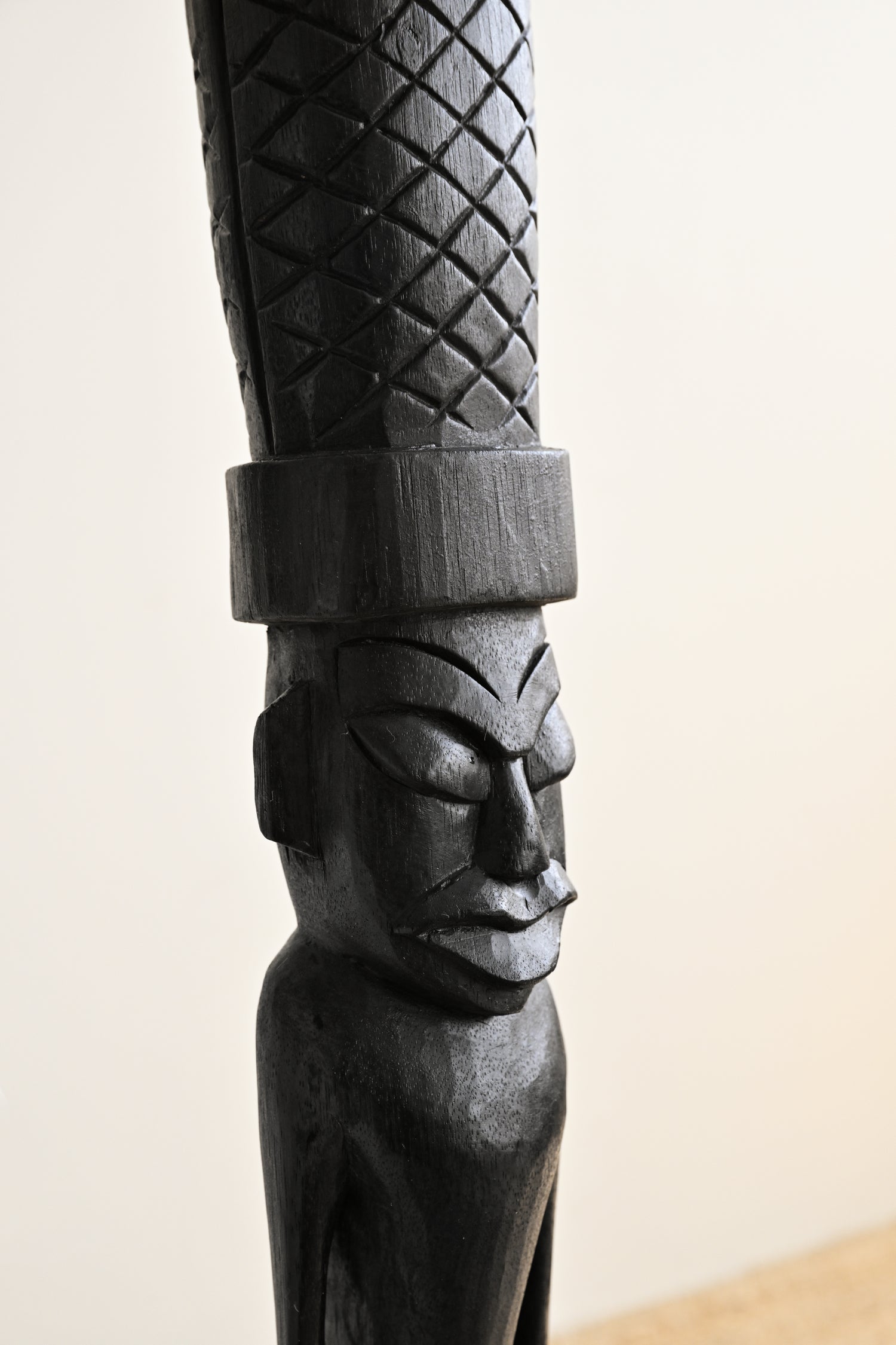 Wooden Primitive Statue With Decoration Head 1